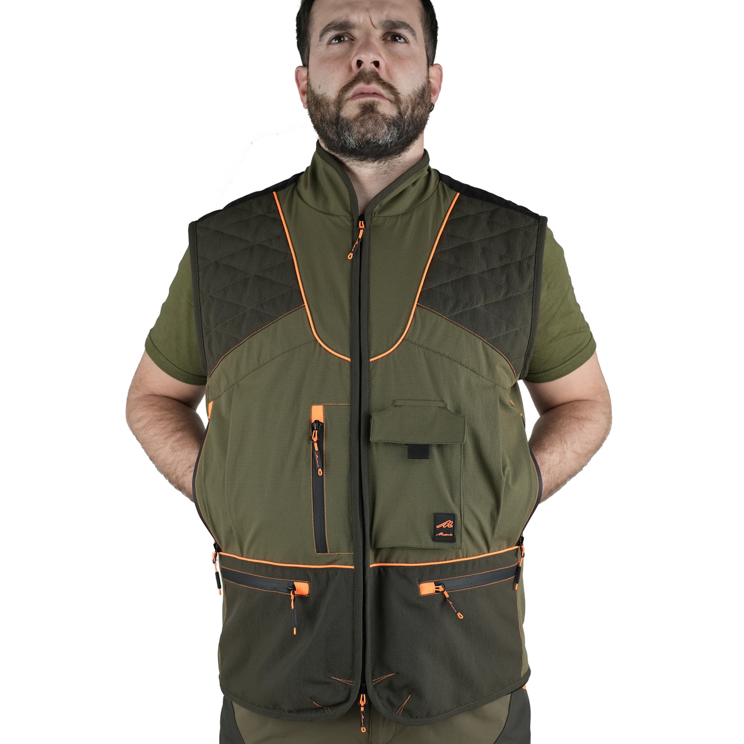Gilet da caccia Ergonomico idrorepellente con carniere posteriore